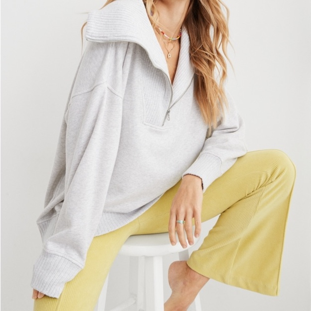 AERIE DOWN-TO-EARTH QUARTER ZIP SWEATSHIRT
